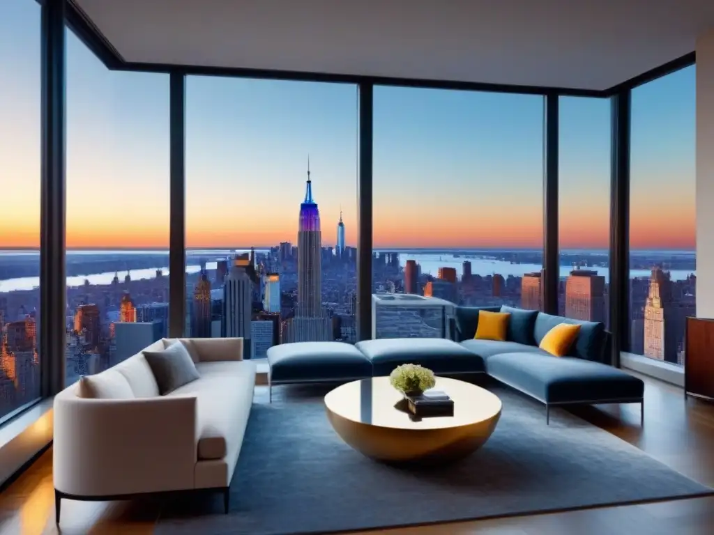 Loft de lujo en Nueva York: vista aérea impresionante Invertir en lofts de lujo en Manhattan con vista a la ciudad y el Empire State Building
