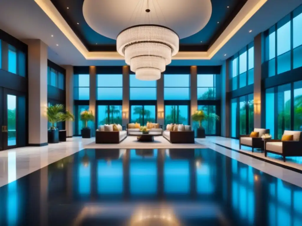 Recepción de lujo en resort moderno: sofisticación y exclusividad Bienvenido al lujo de los mejores resorts de tiempo compartido