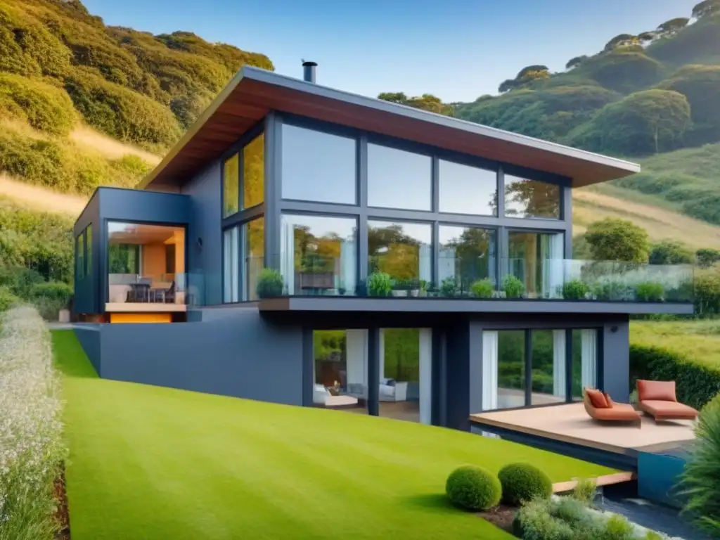 Casa ecológica de lujo con paneles solares y diseño moderno Casa ecológica de lujo con paneles solares, diseño moderno y certificaciones construcción ecológica valor inversión
