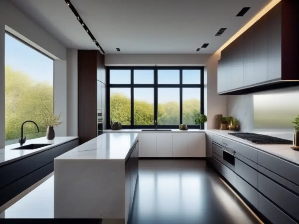Renovación de cocina de lujo: mármol blanco, arte abstracto y elegancia moderna Una lujosa renovación de cocina moderna con acabados de lujo y potencial de inversión rentabilidad