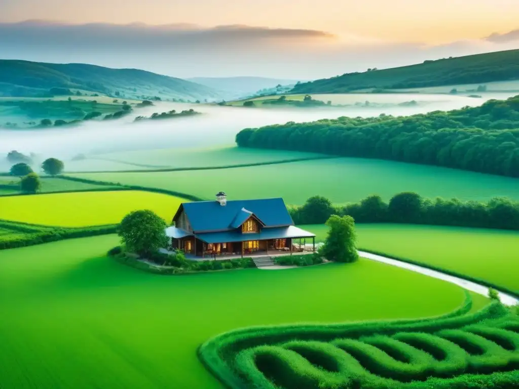 Granja de lujo en paisaje rural 8k Una lujosa granja moderna en un paisaje rural exuberante bajo un cielo azul claro, ideal para inversionistas globales propiedades rurales