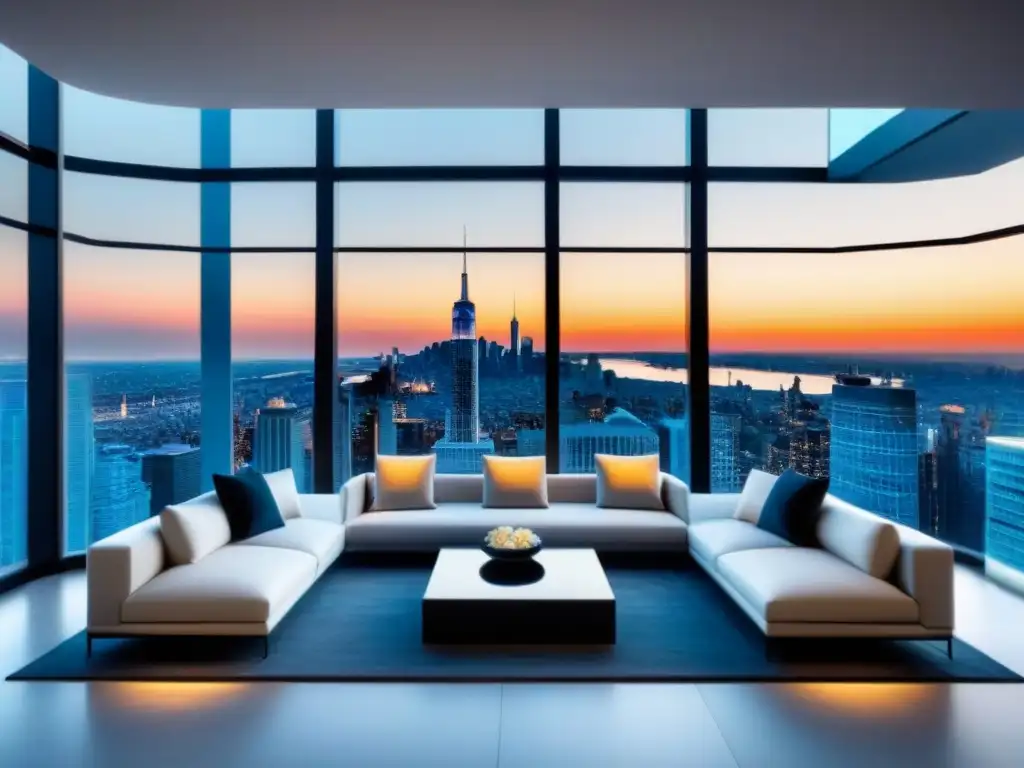 Penthouse de lujo con vista panorámica y piscina infinita Una lujosa inversión inmobiliaria de lujo: penthouse moderno con vistas panorámicas de la ciudad y decoración elegante