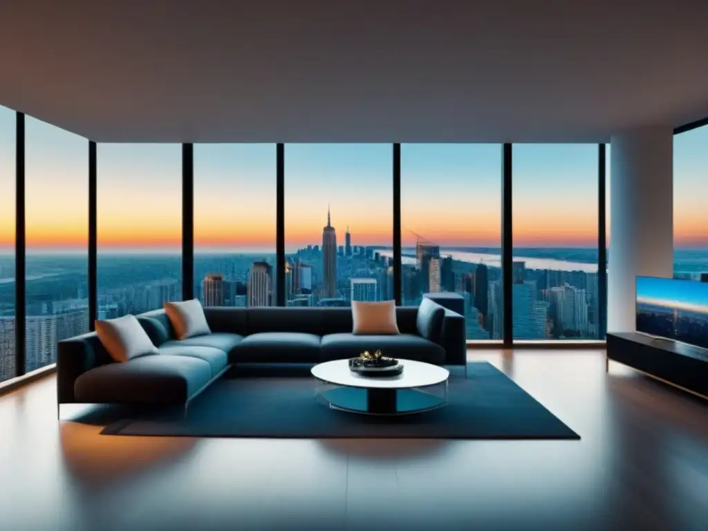 Tour VR de lujo: sala moderna con vista panorámica en 8k Explora una lujosa propiedad inmobiliaria internacional con innovaciones visuales de vanguardia