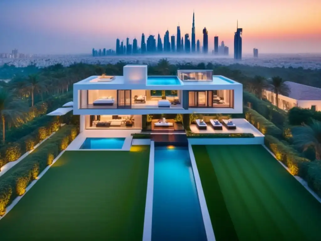 Propiedad de lujo en el corazón de la ciudad: moderna arquitectura y vistas impresionantes Una lujosa propiedad de lujo en el corazón de una bulliciosa ciudad en Medio Oriente, rodeada de tecnología avanzada y exuberante vegetación