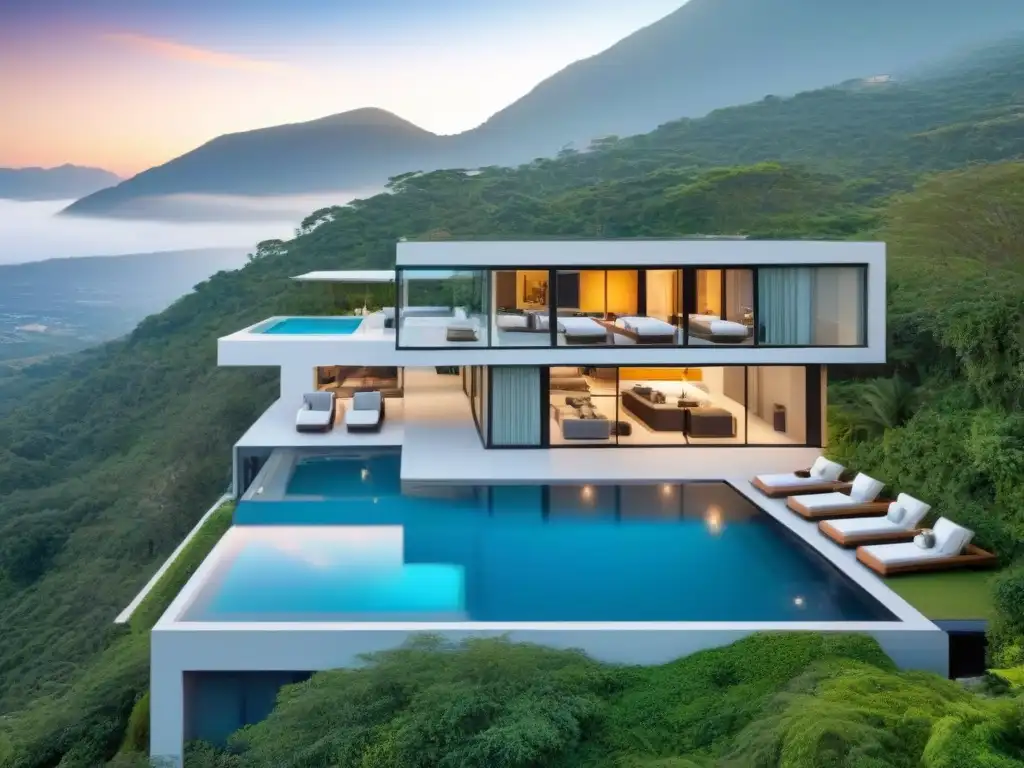 Residencia de lujo en Norteamérica: vistas panorámicas y exclusividad Una lujosa residencia secundaria en Norteamérica con vistas panorámicas a las montañas y piscina infinita al aire libre
