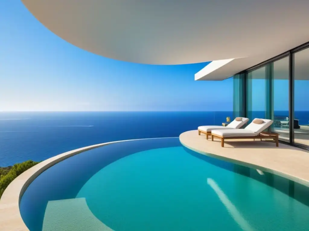 Villa de lujo con vistas al mar: moderna y elegante Una lujosa villa moderna en un acantilado con vista al mar Mediterráneo