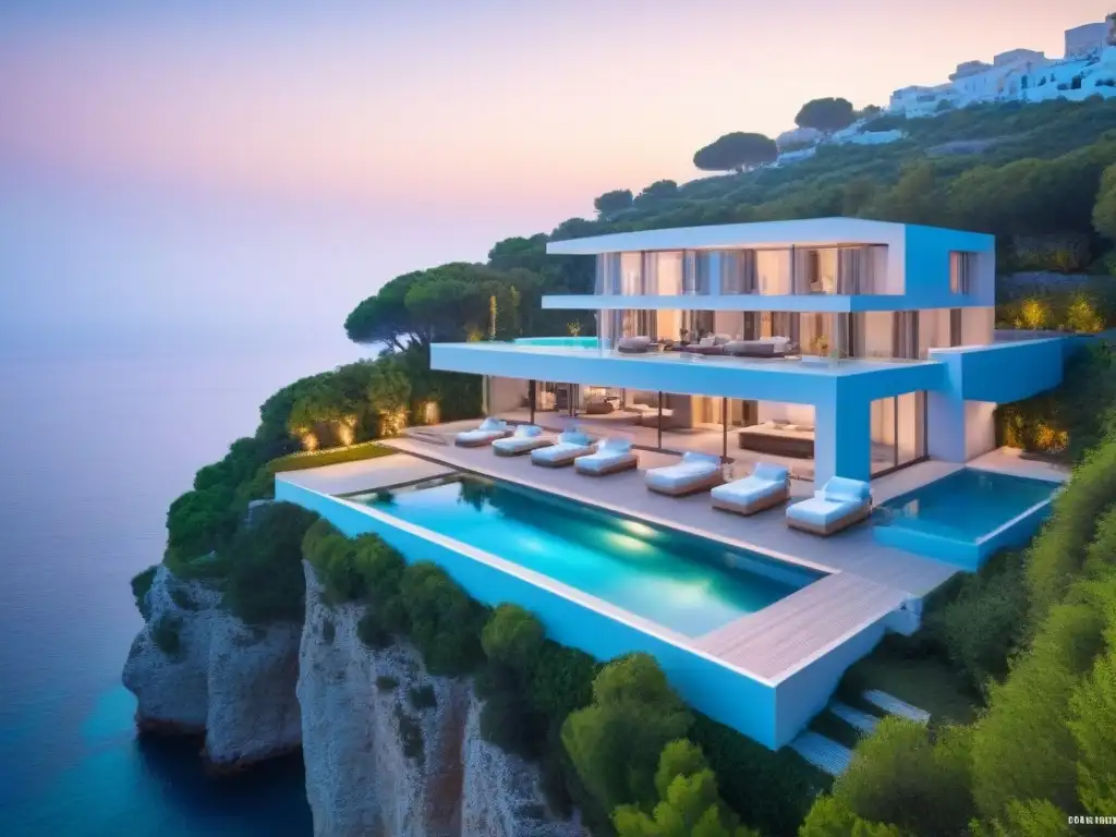 Villa de lujo con vista al mar: exclusividad y sofisticación Una lujosa villa moderna sobre un acantilado con vistas al mar Mediterráneo