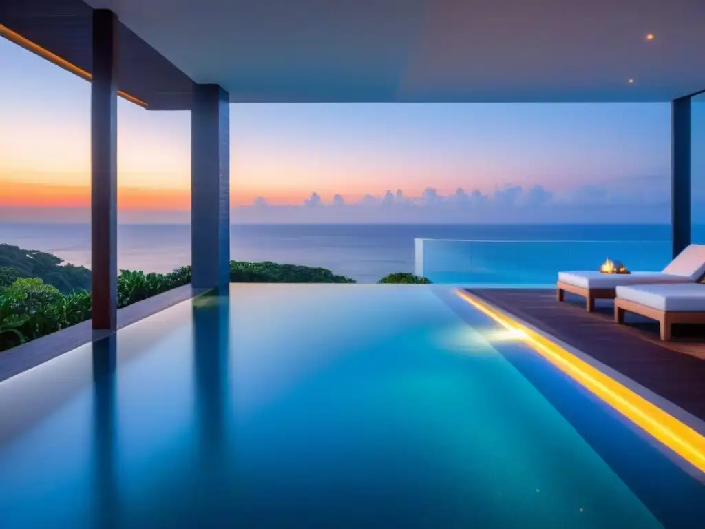 Villa de lujo frente al mar: diseño moderno y elegante Una lujosa villa moderna frente a la playa con diseño arquitectónico elegante y vistas panorámicas al océano