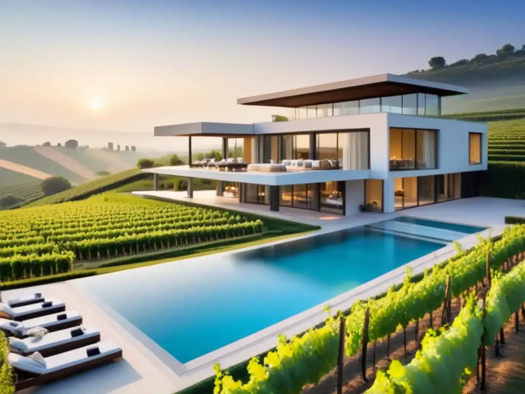 Villa de lujo en viñedos: exclusividad y elegancia Una lujosa villa moderna en viñedos, con diseño arquitectónico elegante y piscina infinita, ideal para casas exclusivas en viñedos internacionales