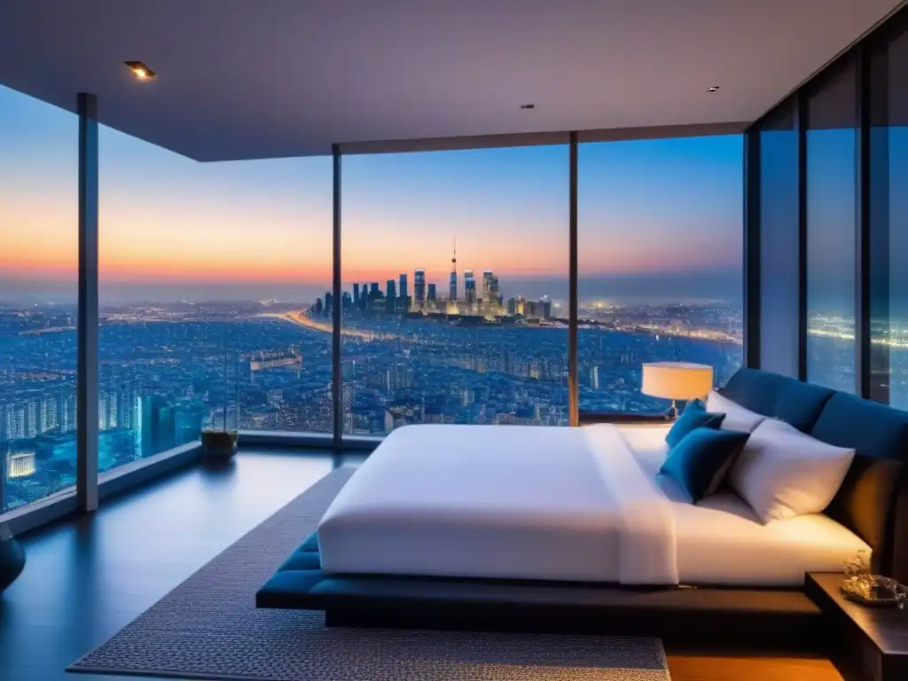 Penthouse de lujo con vista panorámica de ciudad internacional Un lujoso ático moderno con vista a la ciudad, ideal para inversionistas globales en el mercado inmobiliario