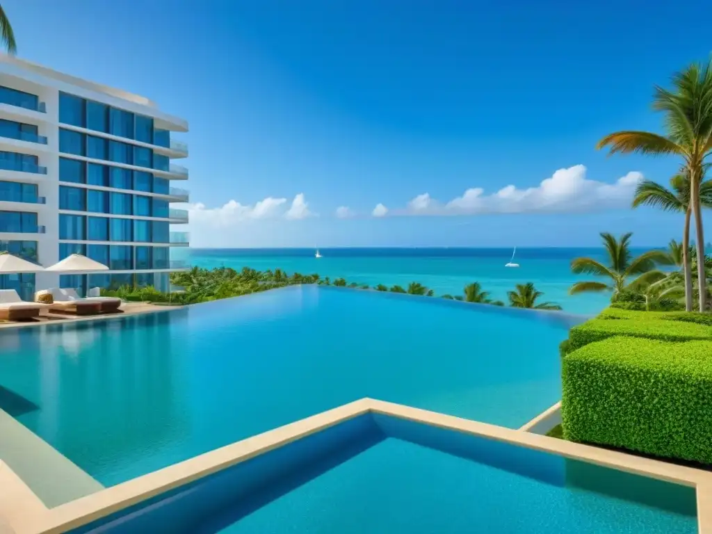 Resort de lujo con piscina y vistas al mar Un lujoso complejo turístico de alto nivel con una piscina y vista al mar, ideal para inversores en leyes de tiempo compartido