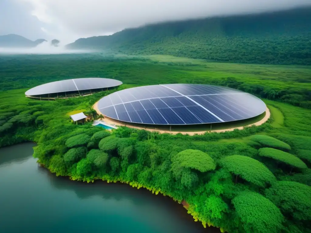 Ecoresort sostenible: armonía entre lujo y naturaleza Un lujoso ecoresort integrado en la naturaleza con energía solar y turbinas eólicas
