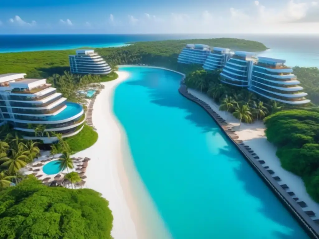 Resort de lujo entre naturaleza exuberante y aguas turquesas Un lujoso resort de tiempo compartido rodeado de exuberante vegetación tropical y aguas turquesas cristalinas