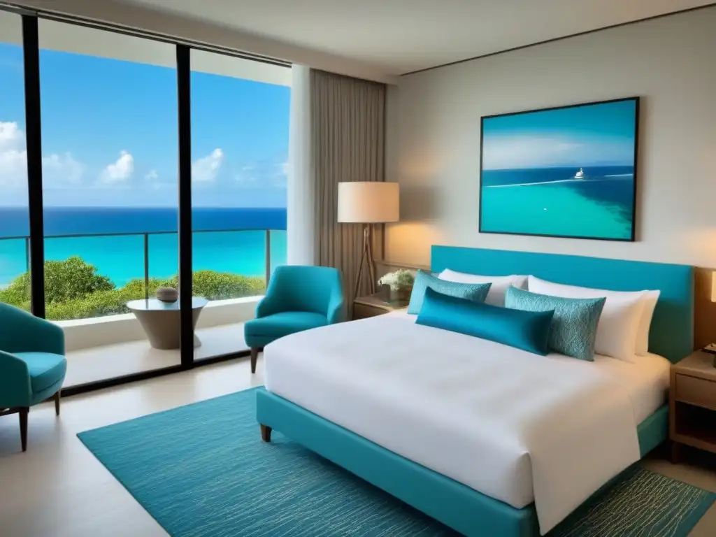Suite de lujo con vistas al mar en resort exclusivo Un lujoso resort de tiempo compartido de lujo con suite deluxe frente al mar turquesa