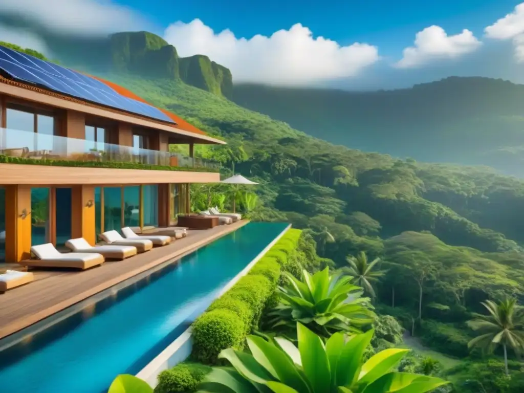 Resort ecológico de lujo en entorno tropical Un lujoso resort de tiempo compartido sostenible en armonía con la naturaleza tropical