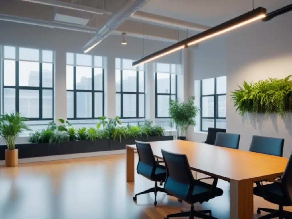 Espacio de coworking moderno y luminoso para profesionales creativos Un luminoso espacio de coworking moderno con profesionales colaborando