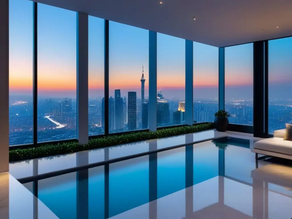 Penthouse de lujo con vista a la ciudad y piscina infinita Convertirse en magnate propiedades lujo: Penthouse moderno y lujoso con vistas a la ciudad y piscina infinita en terraza privada