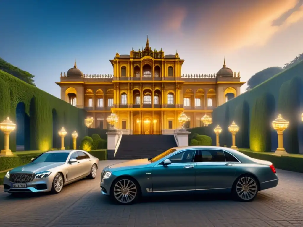 Palacio real convertido en hotel de lujo: fachada iluminada de noche Descubre la majestuosidad del Palacio Real convertido en hotel cinco estrellas con un ambiente exclusivo y mágico