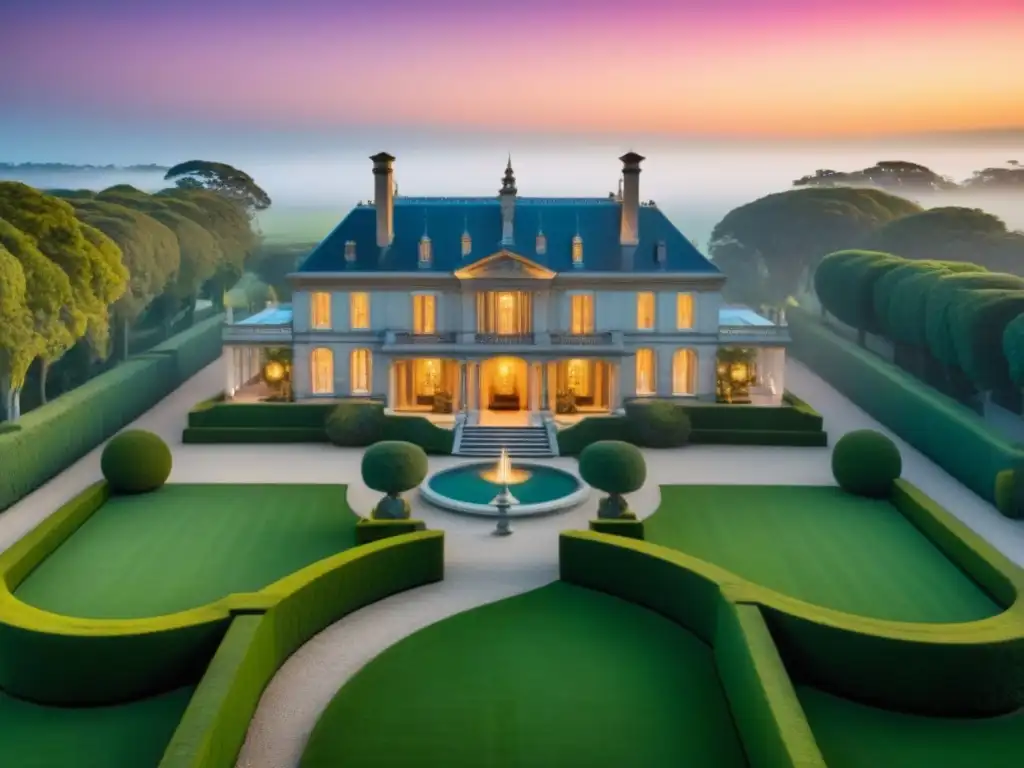Esplendor aristocrático: mansión histórica rodeada de jardines exuberantes Una mansión histórica de aristócratas rodeada de exuberantes jardines, representa lujo y elegancia atemporal