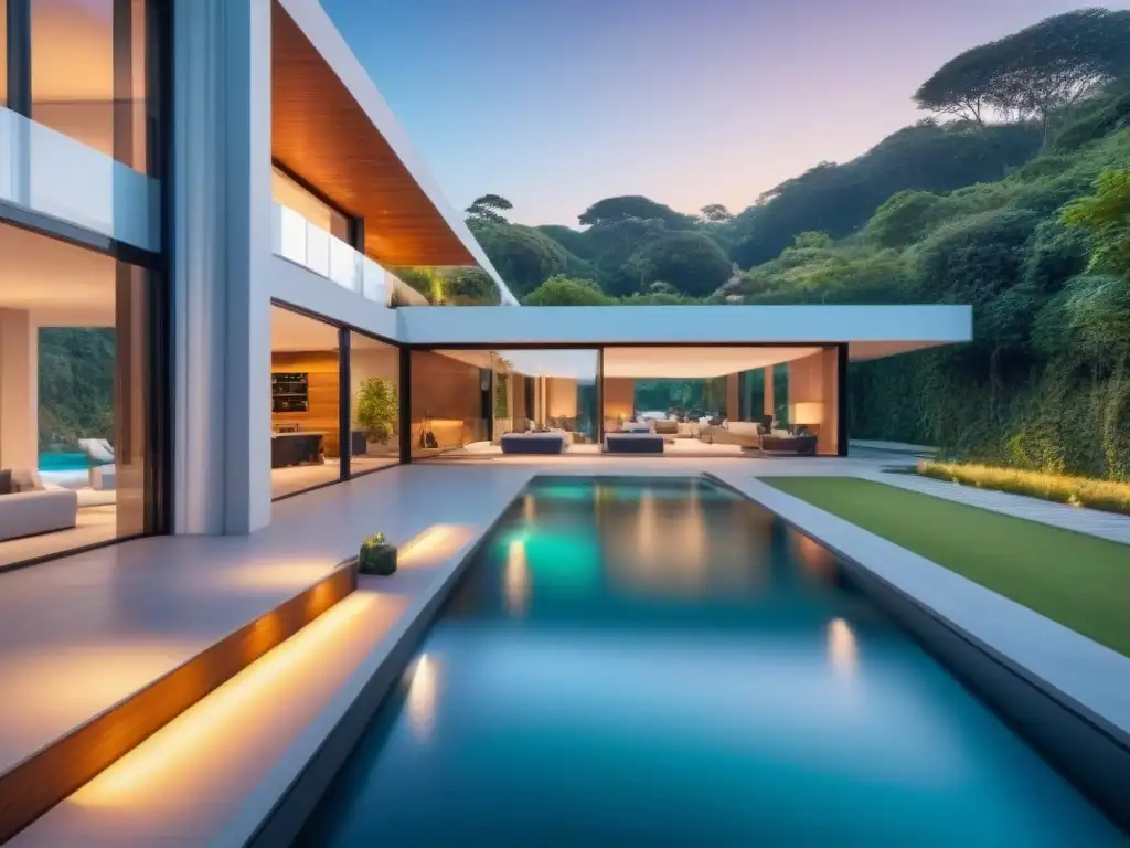 Mansión inteligente de lujo: arquitectura futurista y tecnología de vanguardia Una mansión inteligente en el mercado inmobiliario: arquitectura futurista, piscina de alta tecnología y lujo elegante en un entorno verde exuberante