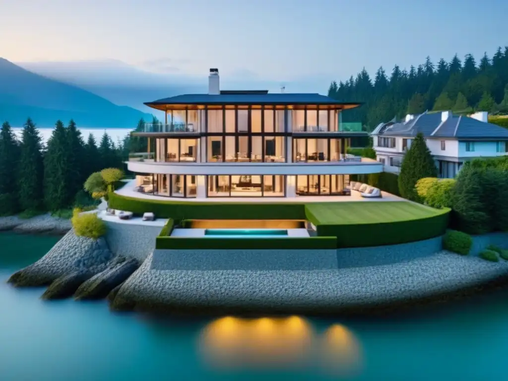 Residencia de lujo en Vancouver: arquitectura moderna frente al mar Una mansión de lujo en Vancouver con diseño moderno, ventanales y piscina infinita privada, ideal para inversionistas globales propiedades lujo Canadá