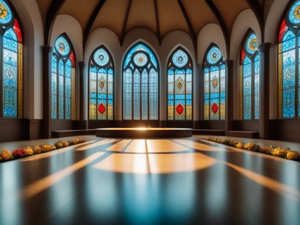 Mansión moderna de lujo con capilla privada y vitrales Una mansión moderna de lujo con capilla privada y detalles elegantes, rodeada de jardines exquisitos