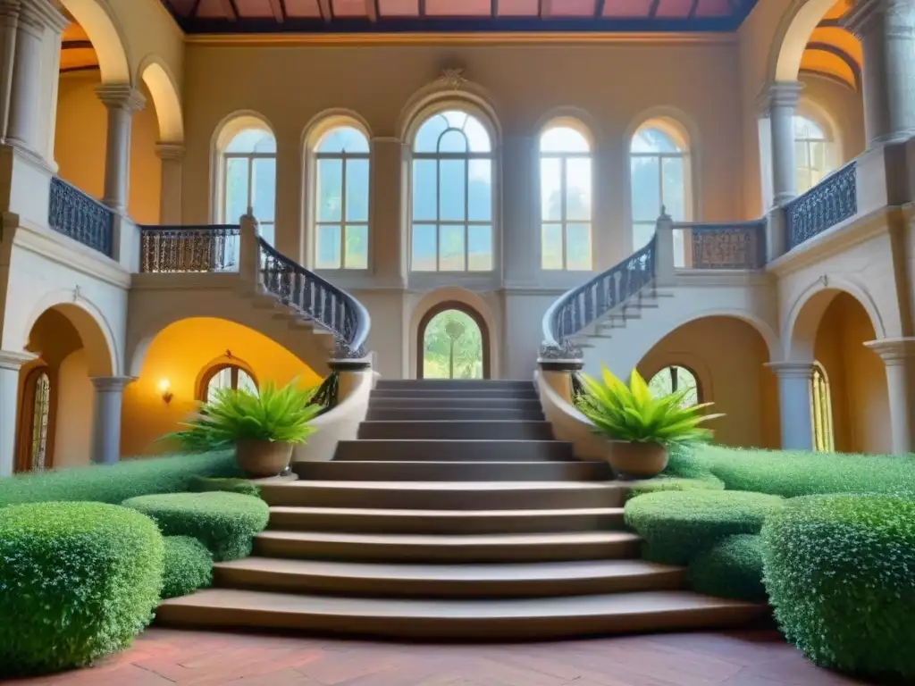 Esplendor histórico: mansión majestuosa en jardines verdes Invertir en mansiones con historia: majestuosa mansión histórica rodeada de exuberantes jardines verdosos y árboles centenarios