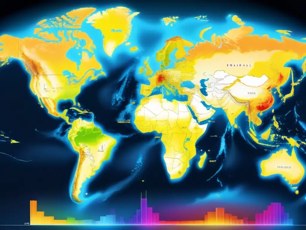 Mapa mundial detallado con heatmap de regulaciones fiscales internacionales Mapa detallado con heatmap destacando áreas afectadas por cambios en regulación fiscal mercado inmobiliario internacional