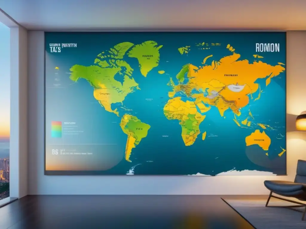 Mapa detallado con impuestos sobre propiedades de lujo resaltados en diferentes colores y gráficos comparativos
