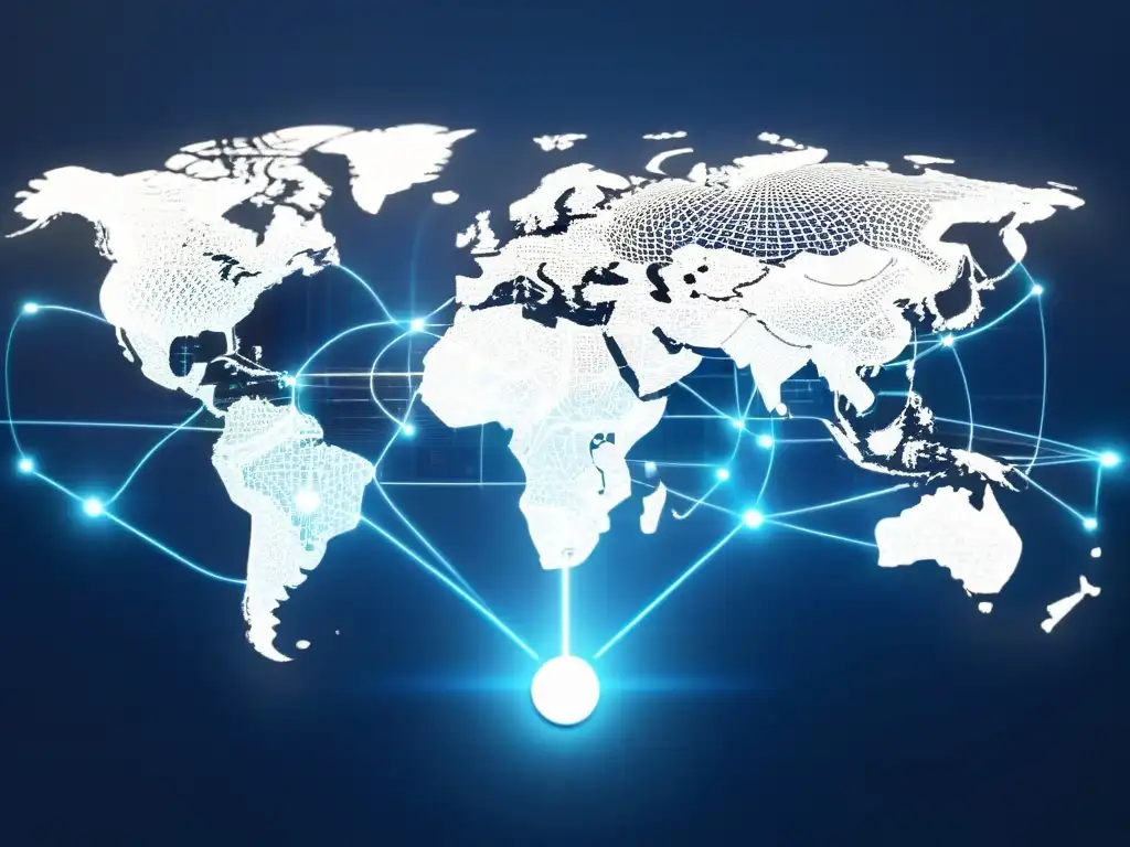 Mapa global inmobiliario futurista y seguro Mapa futurista de mercado inmobiliario global con seguridad cibernética en inversiones inmobiliarias