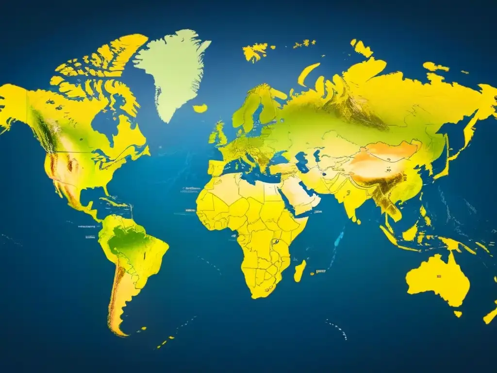 Mapa global con regulaciones de alquiler internacionales Mapa global con regulaciones de alquiler internacionales destacadas en diferentes regiones, símbolos modernos y coloridos