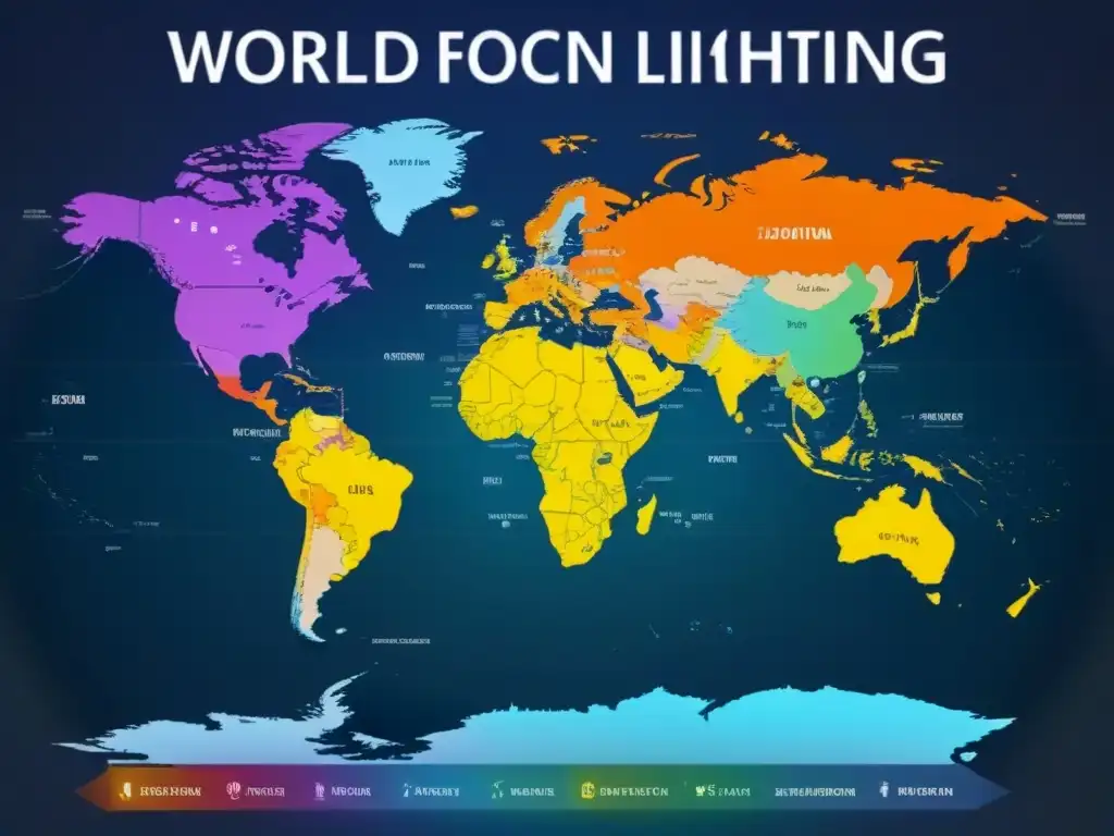Mapa mundial detallado con tasas de interés por país y gráficos financieros Mapa del mundo detallado con tasas de interés colorcodificadas, gráficos e información financiera para inversionistas globales en mercado inmobiliario