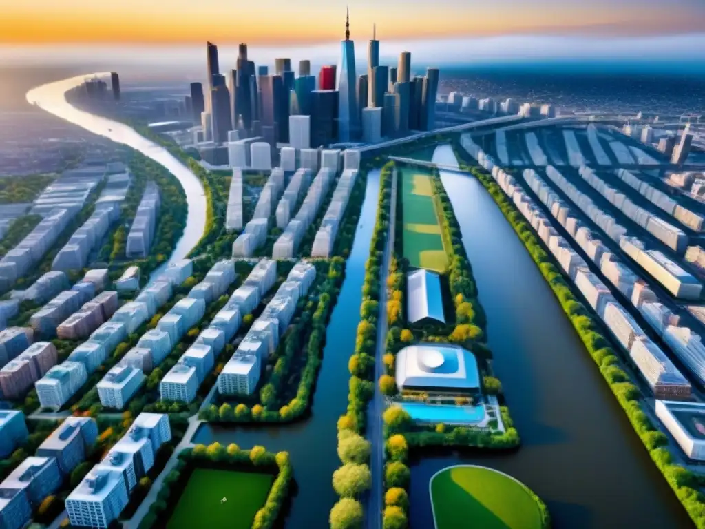 Metrópolis vibrante: arquitectura moderna en Norteamérica Explora los mejores desarrollos inmobiliarios en Norteamérica con esta vista aérea vibrante y moderna de la ciudad