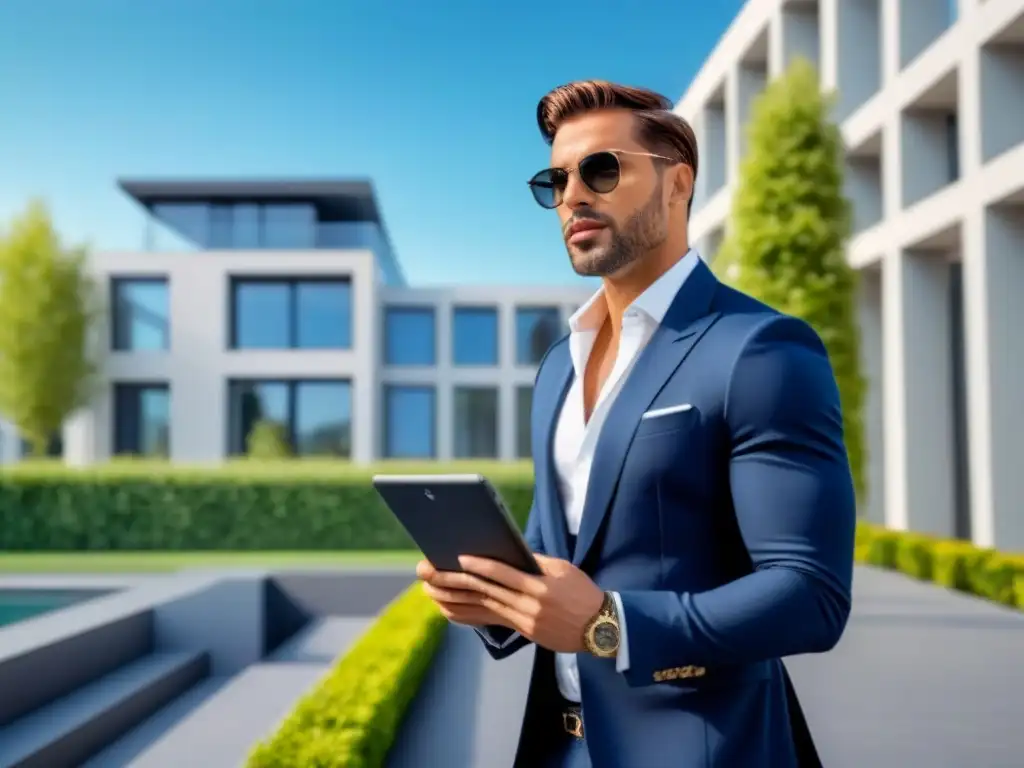Influencer moderno presenta lujosa propiedad a inversores diversos Influencer en mercado inmobiliario internacional presenta propiedad exclusiva a inversores diversos