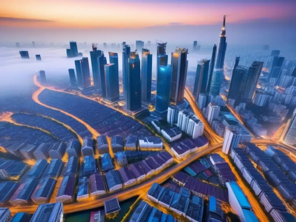 Invertir en mercado inmobiliario Sudeste Asiático: Vibrante ciudad con rascacielos y arquitectura futurista