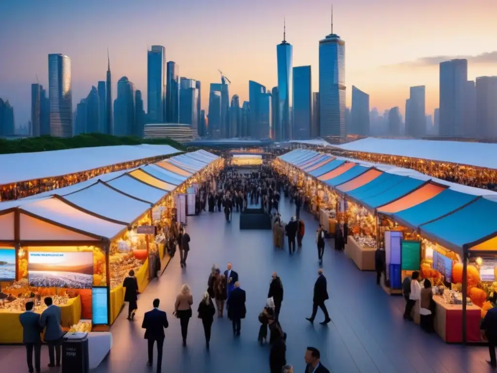 Mercado Internacional: Ecosistema de Marketing Global Un mercado internacional bullicioso con innovación y colaboración global