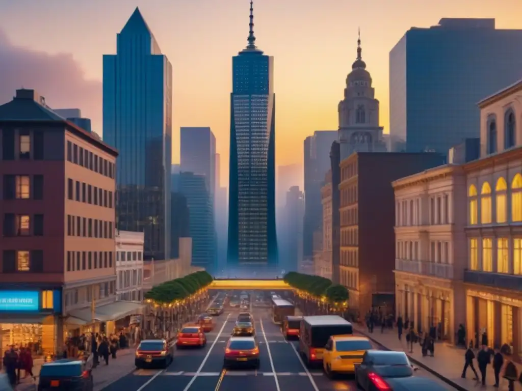 Invertir en mercados inmobiliarios en economías en transición: Ciudad moderna con rascacielos y edificios históricos al atardecer