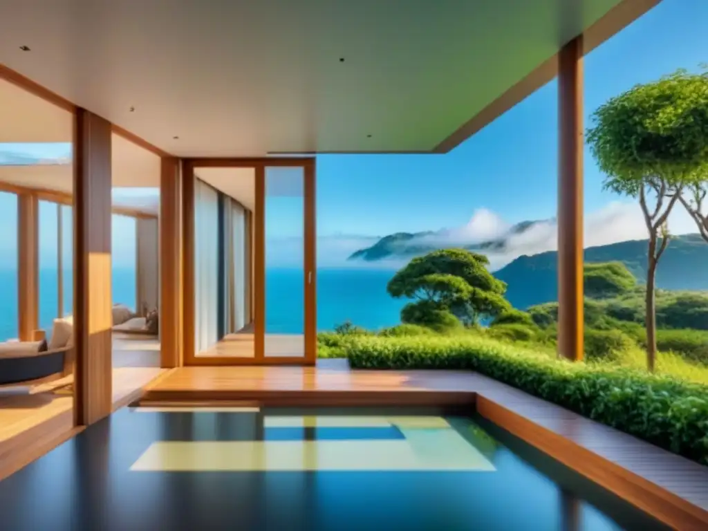 Casa ecológica moderna en armonía con la naturaleza Casa ecológica moderna construida con materiales naturales en armonía con la naturaleza