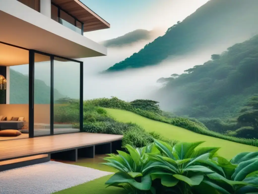Casa ecológica en armonía con la naturaleza Casa ecológica moderna construida con materiales naturales internacionales, en armonía con la naturaleza