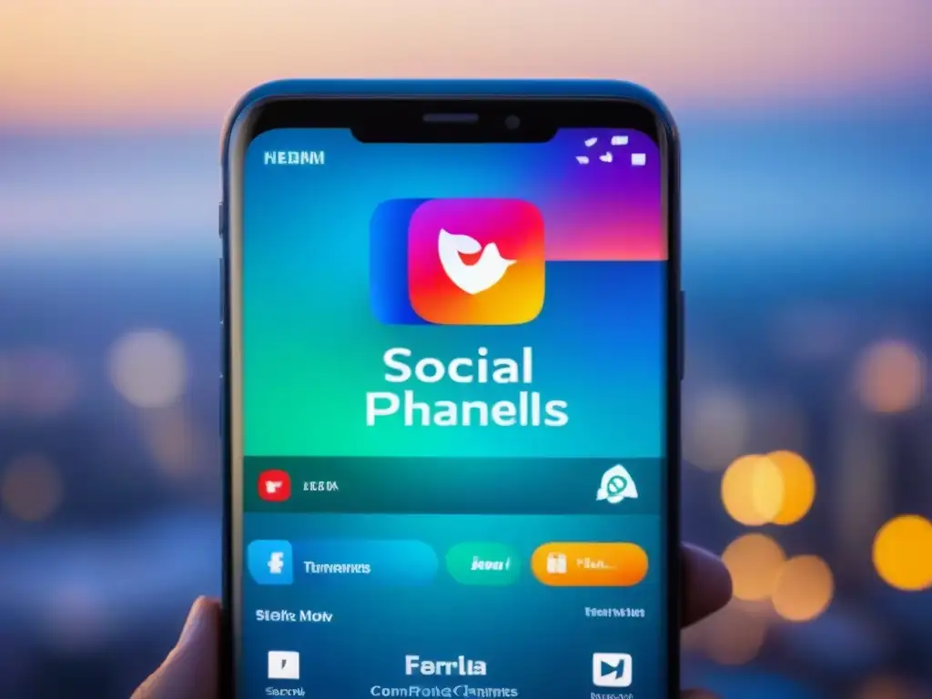 Interfaz digital moderna para marketing inmobiliario Un moderno diseño digital que muestra Storytelling en mercado inmobiliario internacional con canales como redes sociales y email
