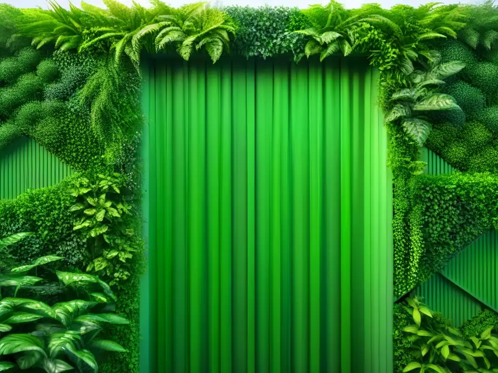 Muralla verde moderna: frescura y sofisticación en detalle Muros vivientes purificadores: Detalle 8k de pared moderna con plantas verdes en patrón geométrico
