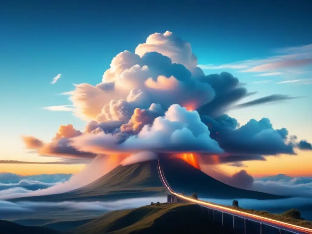Seguridad ultratecnológica en la nube: firewalls, encriptación y biometría Una nube digital futurista con capas de seguridad: firewalls, encriptación, escaneo biométrico y escudos virtuales