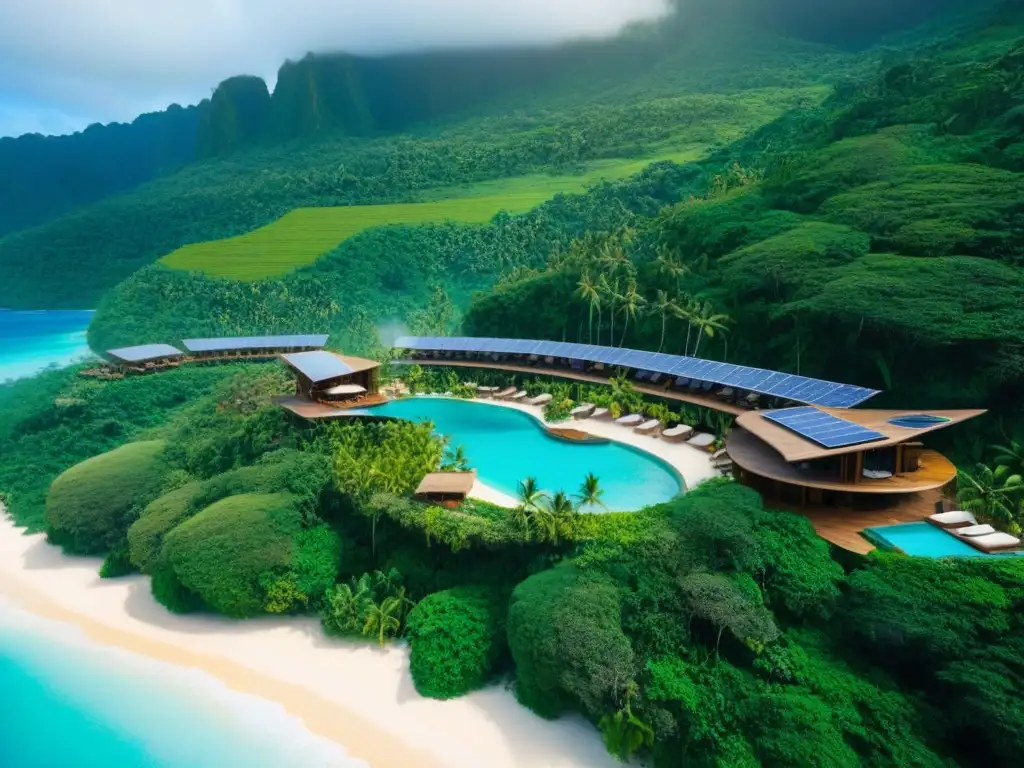 Paraíso ecológico: ecoresort de lujo entre montañas y mar Un oasis eco-sostenible entre montañas y mar turquesa