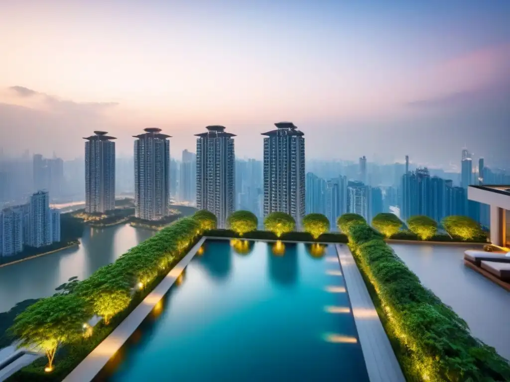 Exclusivo condominio de lujo en ciudad asiática Un oasis de lujo en el corazón de una ciudad asiática, con moderna arquitectura y exuberante paisajismo