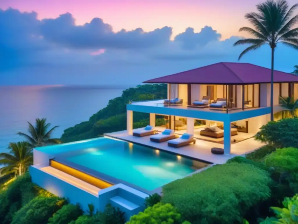 Villa de lujo frente al mar: Exclusividad y elegancia Un oasis de lujo en la costa: villa vacacional con piscina infinita, rodeada de naturaleza y vistas al mar