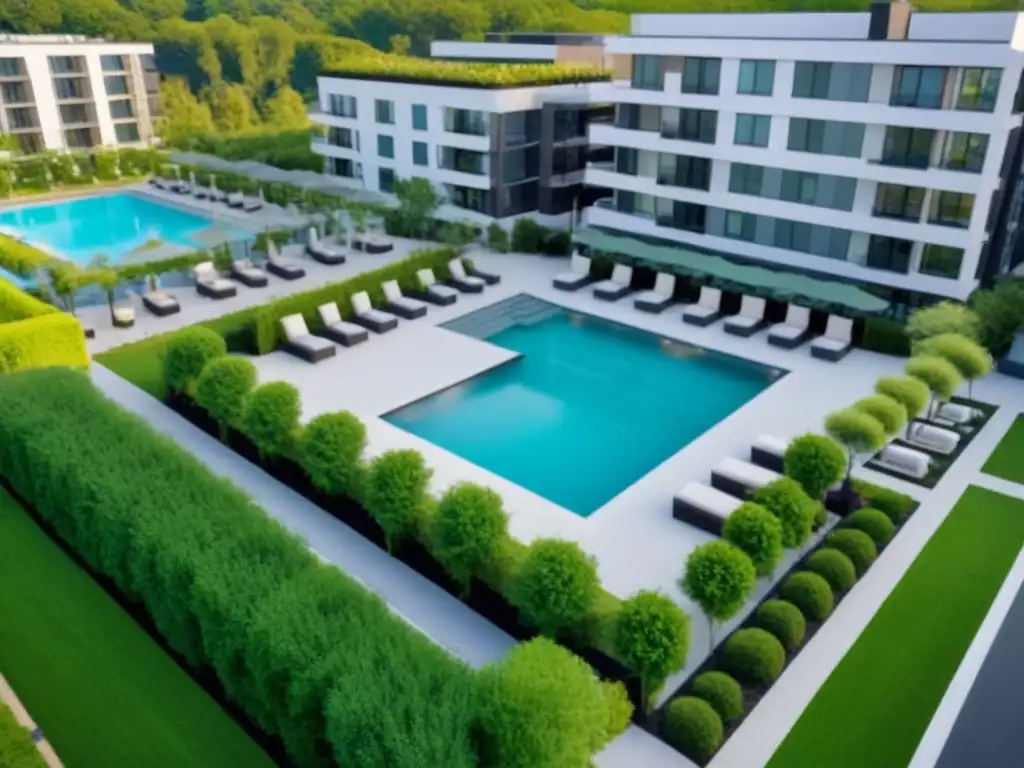 Complejo residencial de lujo: arquitectura moderna y amenidades exclusivas Un oasis de lujo: desarrollo propiedades multifamiliares internacional con arquitectura elegante, áreas verdes y amenidades exclusivas