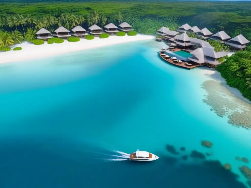 Resort de lujo en isla privada: opulencia y tranquilidad Un oasis de lujo en una isla privada: moderno desarrollo resorts lujo islas privadas con piscinas infinitas y exuberante entorno natural