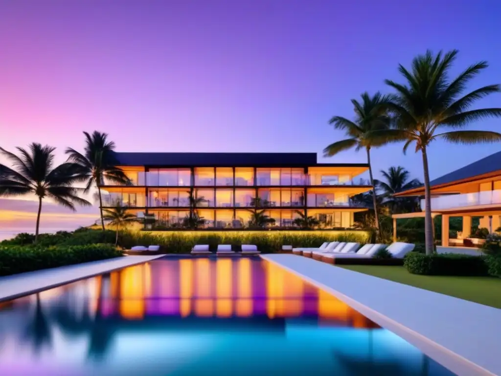 Condominio de lujo con infinity pool en la playa al atardecer Un oasis de lujo con protección legal en propiedad de tiempo compartido: moderno complejo con piscina infinita en la azotea y playa al atardecer