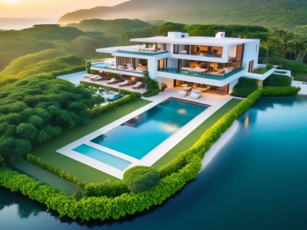 Complejo de villas de lujo en paraíso natural Un oasis de lujo y naturaleza con piscina infinita y canchas de tenis, ideal para vacaciones de alto nivel