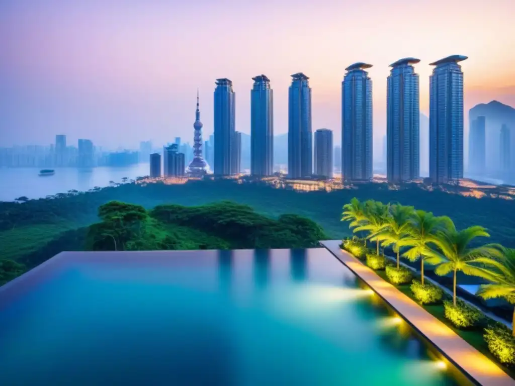 Resort de lujo en Asia: arquitectura moderna y vistas impresionantes Un oasis de lujo en Asia: Resorts de tiempo compartido lujo Asia con arquitectura moderna, piscinas infinitas y helipuerto